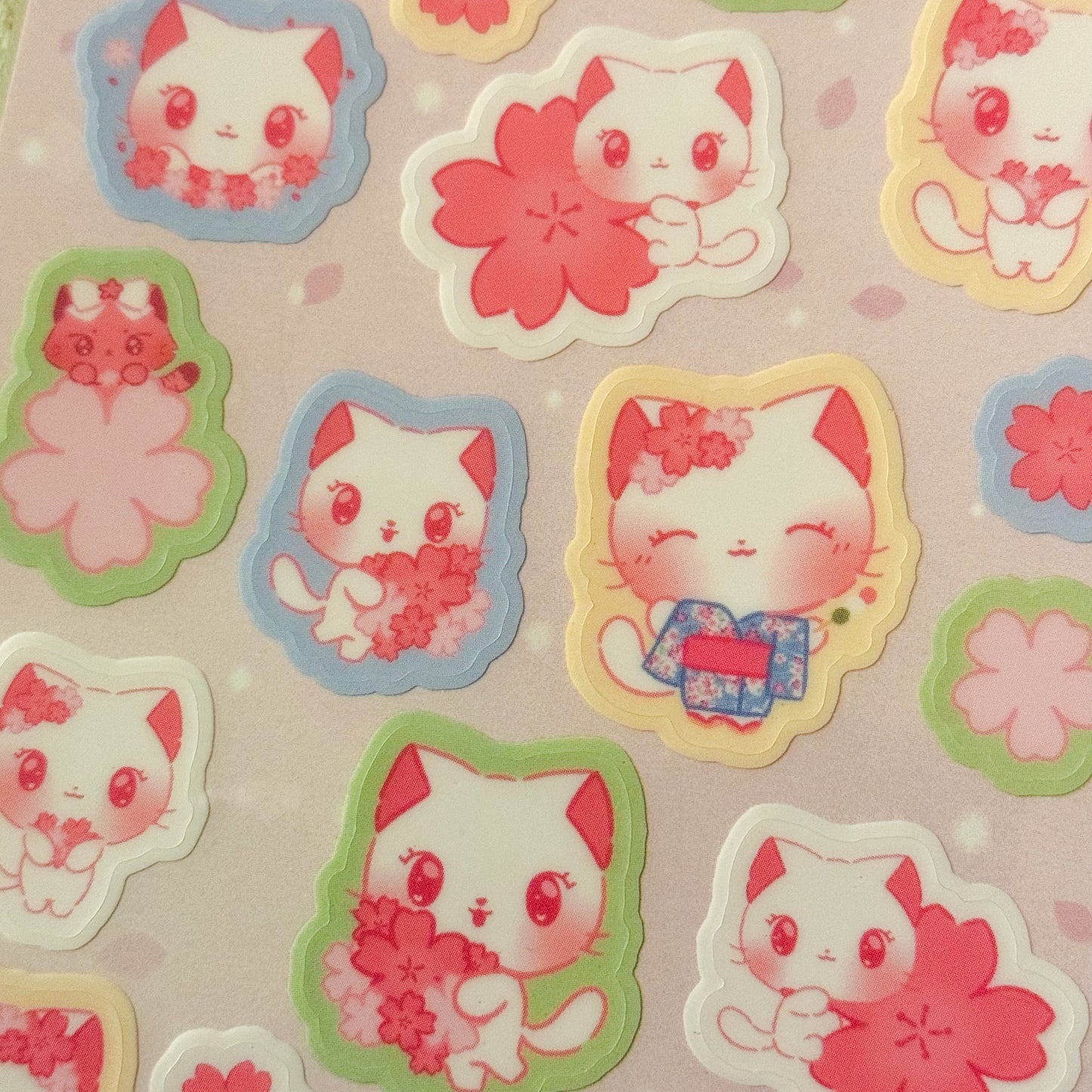 Dreamy Kitty Sakura Stickers