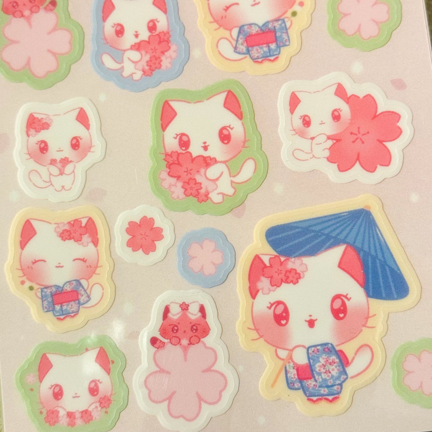 Dreamy Kitty Sakura Stickers