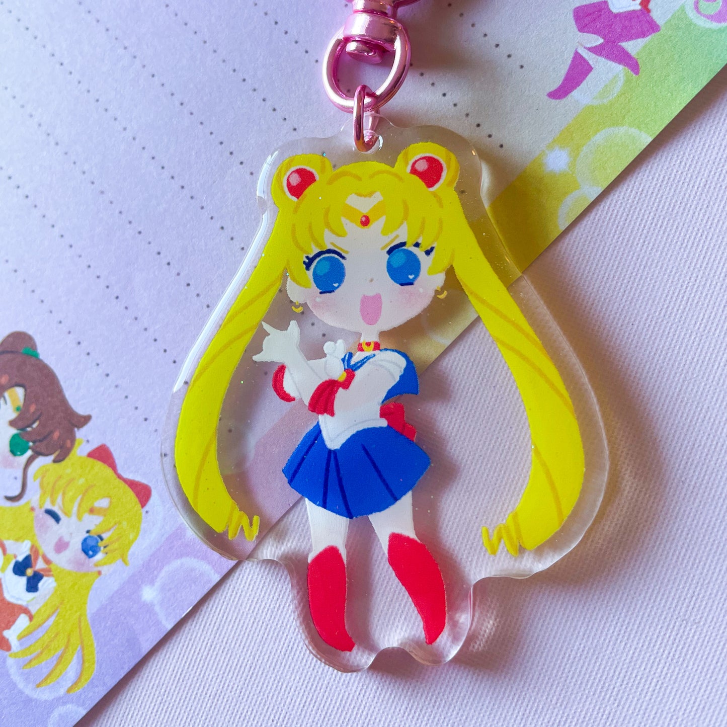 Moon Glitter Acrylic Keychain