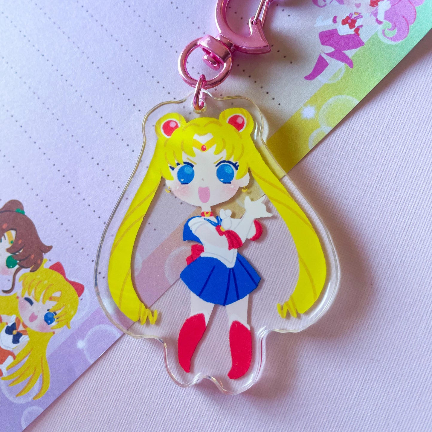 Moon Glitter Acrylic Keychain